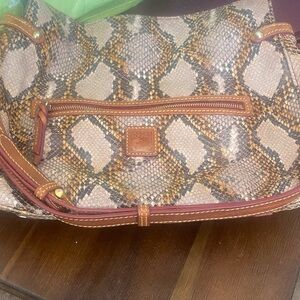 Dooney & Bourke Tan Snake Print Shoulder Bag